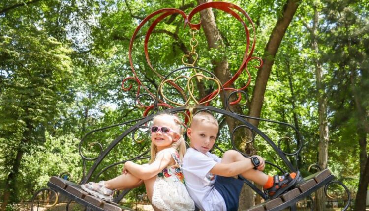 in-the-children's-park-of-simferopol,-a-bench-for-lovers-was-installed